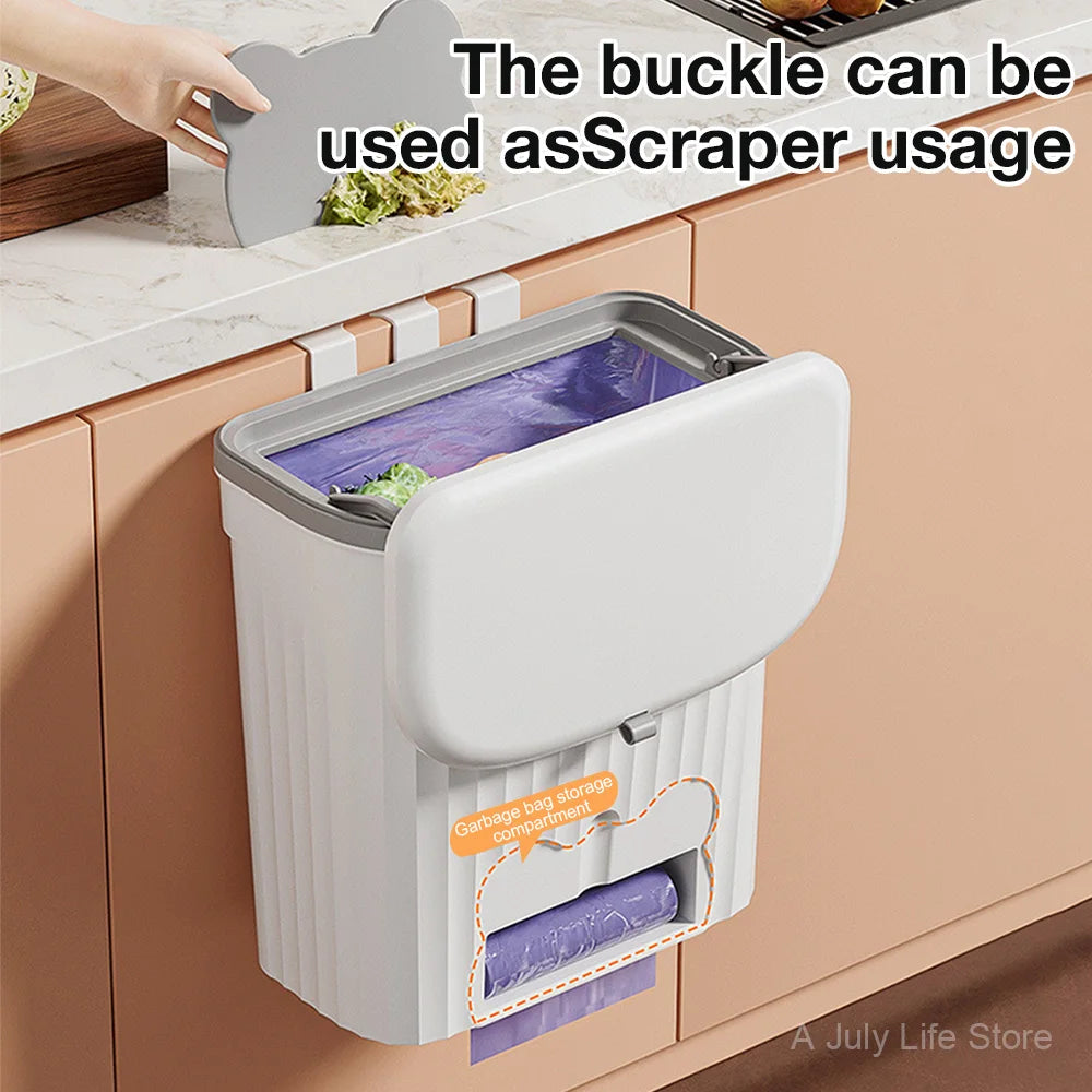 Kitchen Wastebasket Wall Mounted Trash Can With Lid