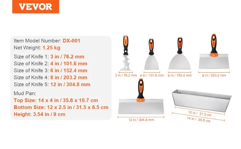 VEVOR 6PCS Drywall Knife Set