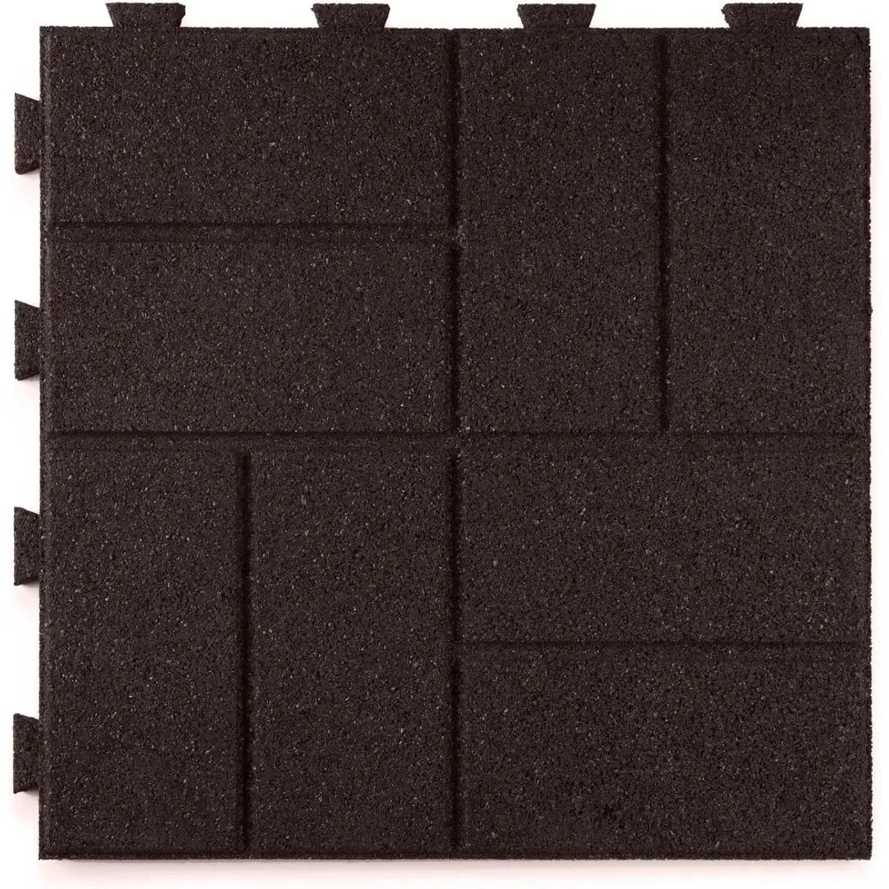 Brick Rubber Interlocking Tiles,16 X 16, Easy Install for Indoor and Outdoor