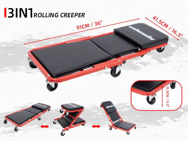 Rolling Mechanic Creeper Z Seat, Foldable Garage Chair