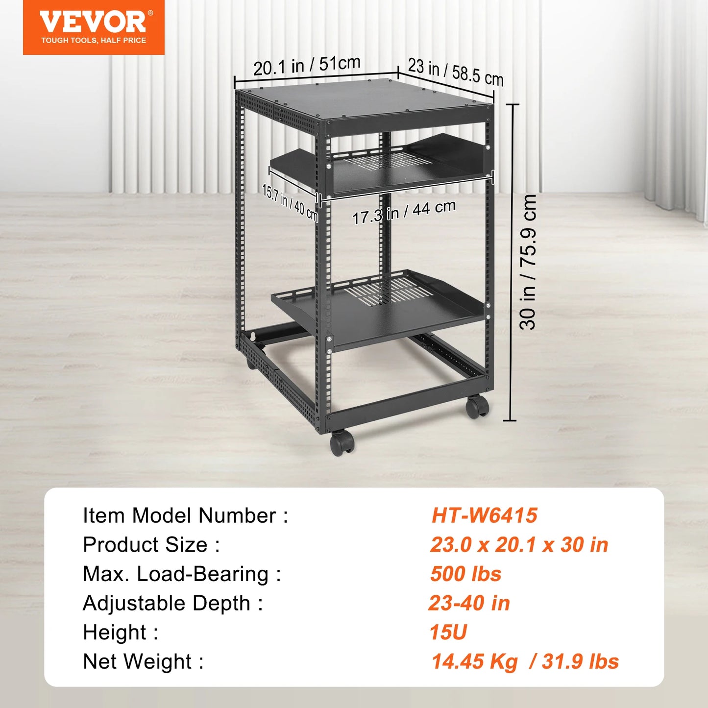 SucceBuy Open Frame Server Rack Floor Standing or Wall Mounted
