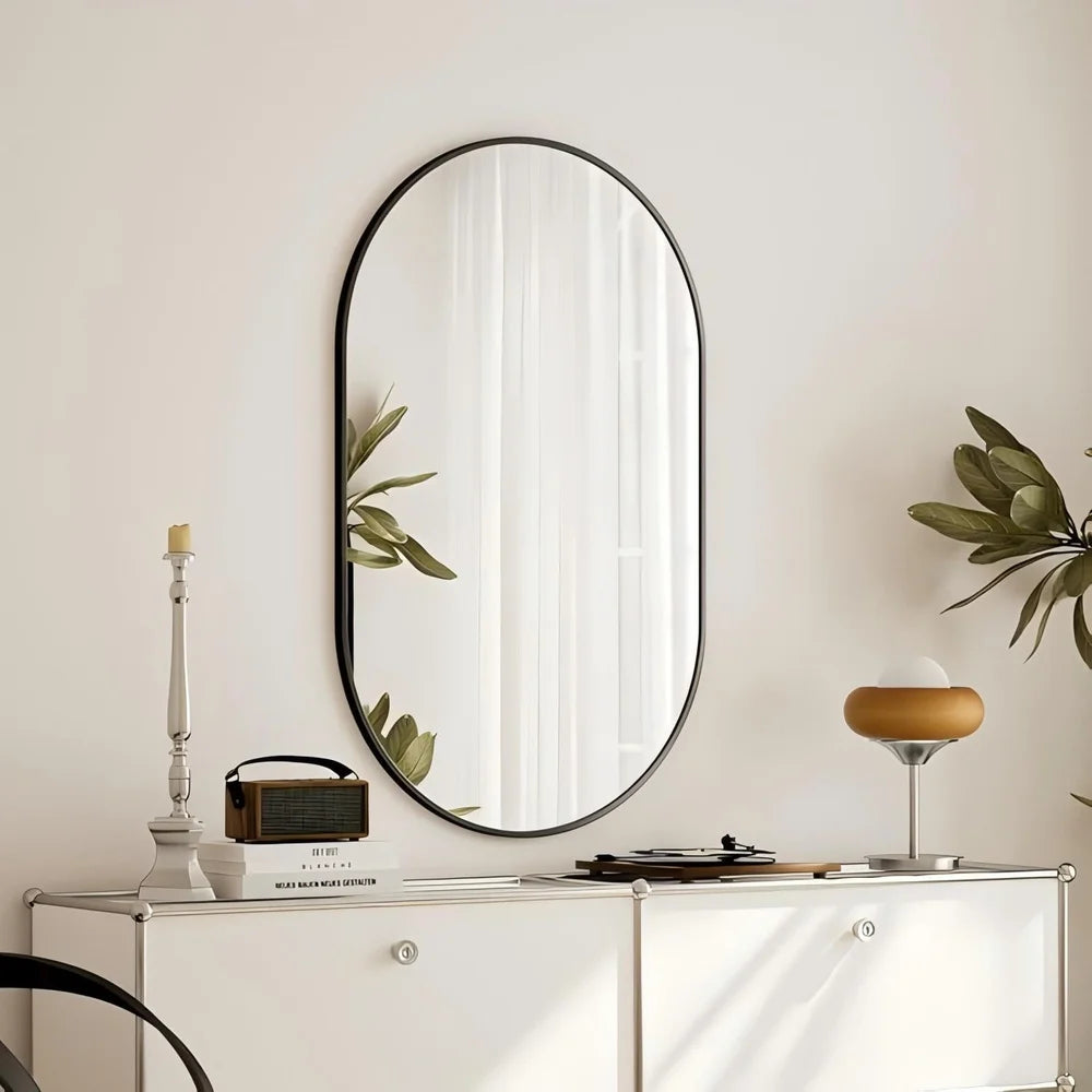 30 Inch Oval Wall Mirror Metal Frame