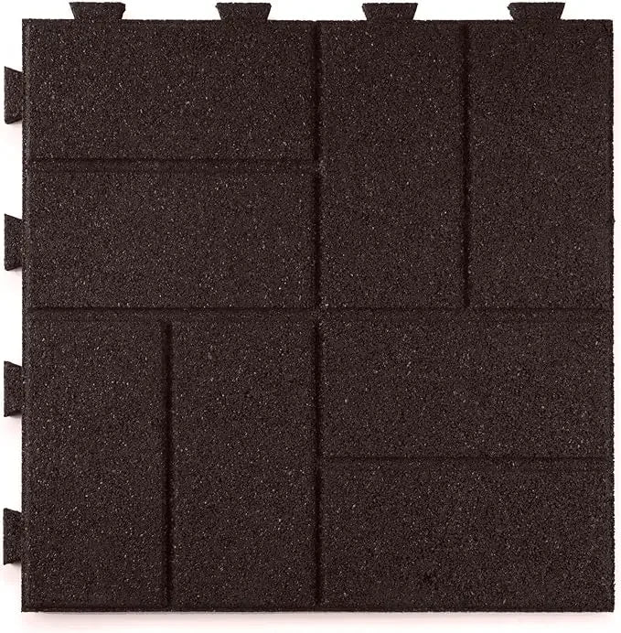 Brick Rubber Interlocking Tiles,16 X 16, Easy Install for Indoor and Outdoor