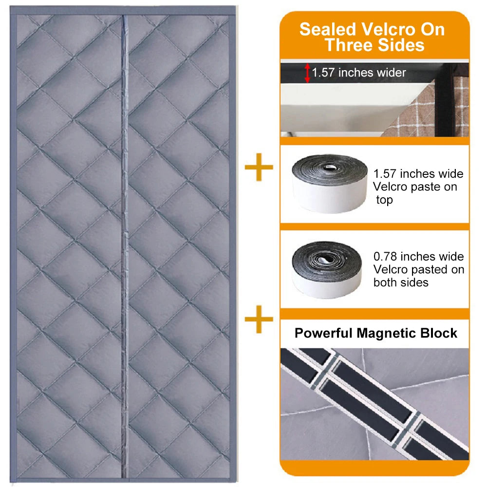 31.5 in. x 79 in. Gray Thermal Insulated Curtain, Magnetic