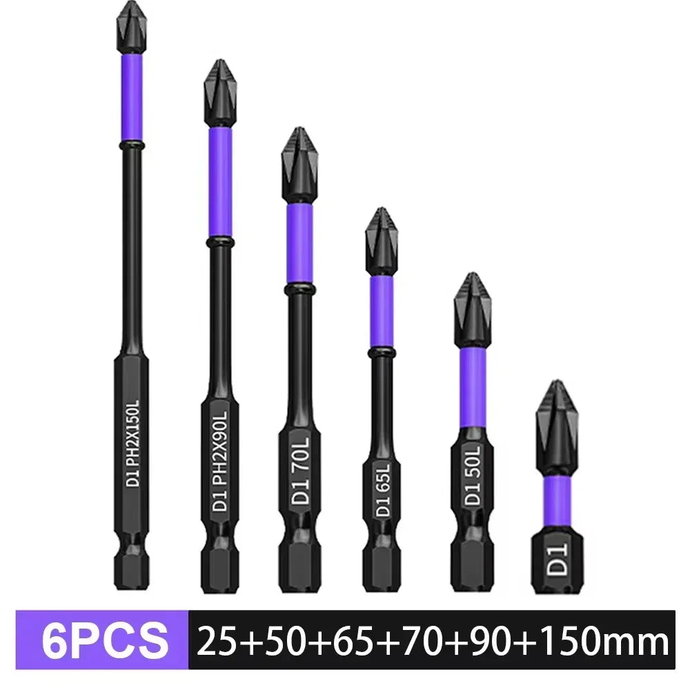 Magnetic Impact Phillips Bit Set - Anti-Slip Long Driver