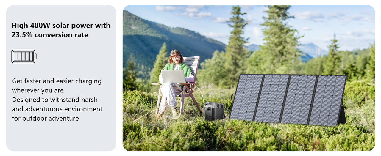 MHPOWOS 400W Portable Solar Panel, Lightweight Foldable Solar Panels with an Adjustable Kickstand