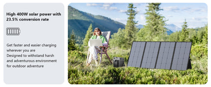 MHPOWOS 400W Portable Solar Panel, Lightweight Foldable Solar Panels with an Adjustable Kickstand