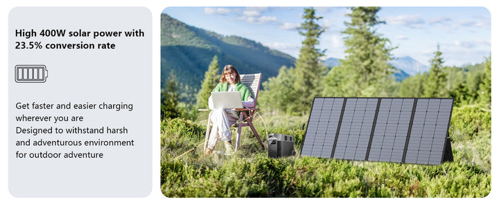 MHPOWOS 400W Portable Solar Panel - Foldable Solar Charger
