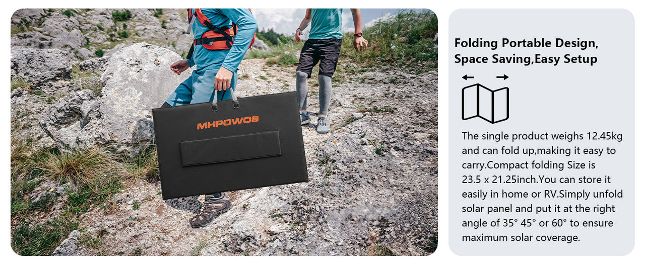MHPOWOS 400W Portable Solar Panel, Lightweight Foldable Solar Panels with an Adjustable Kickstand