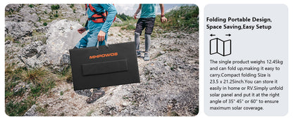 MHPOWOS 400W Portable Solar Panel, Lightweight Foldable Solar Panels with an Adjustable Kickstand