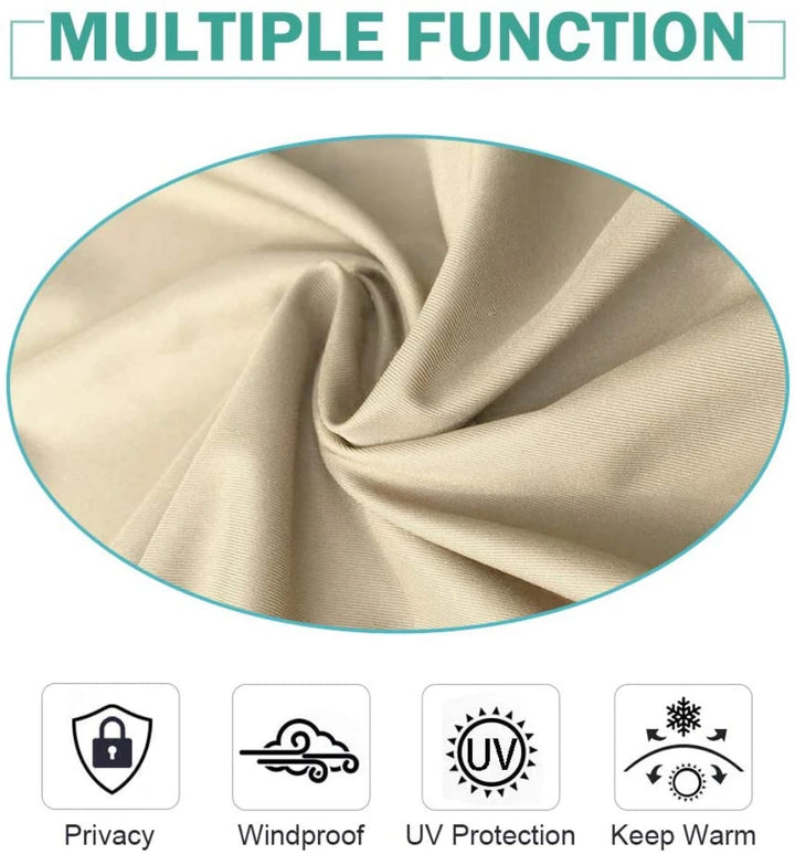 Beige Toile Outdoor Blackout Curtain - Thermal & Waterproof