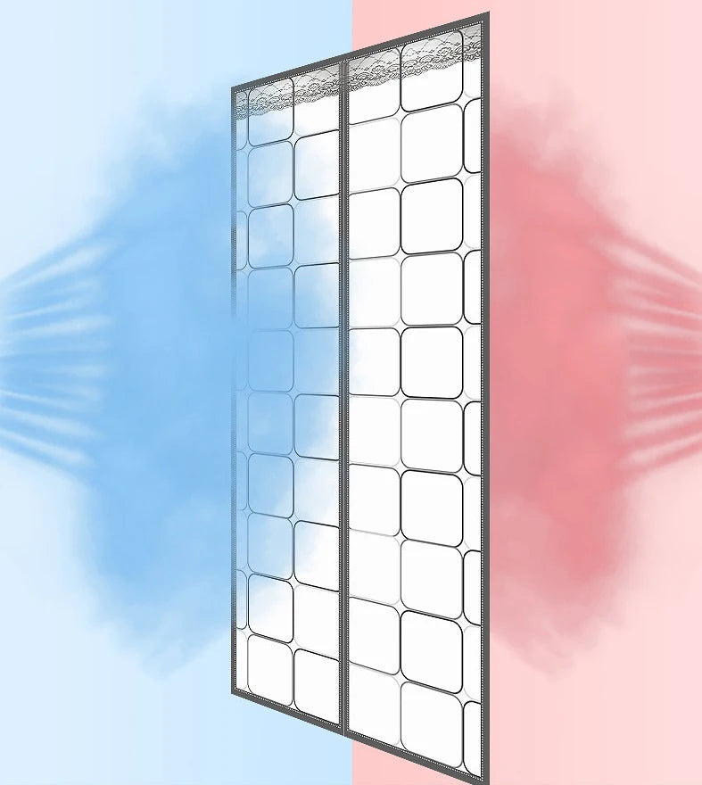 36 in. x 83 in. White Insulated Vinyl Magnetic Screen Door w/Heavy Duty Magnets and Mesh Curtain