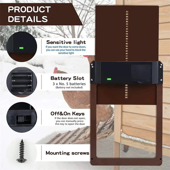 Automatic Chicken Coop Door - Solar Powered & Light Sensor