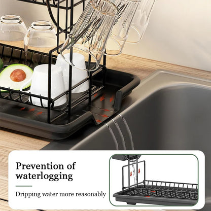 1 set, high-quality carbon steel double-layer dish rack