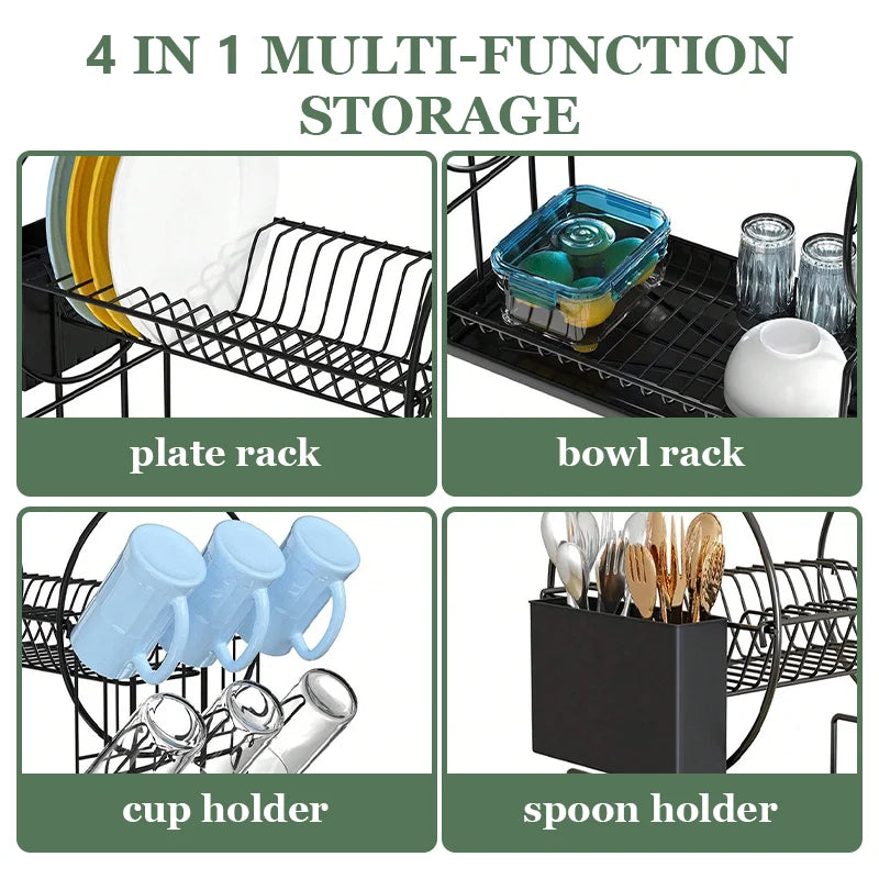 1 set, high-quality carbon steel double-layer dish rack