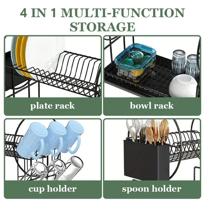 1 set, high-quality carbon steel double-layer dish rack