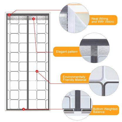 36 in. x 83 in. White Insulated Vinyl Magnetic Screen Door w/Heavy Duty Magnets and Mesh Curtain
