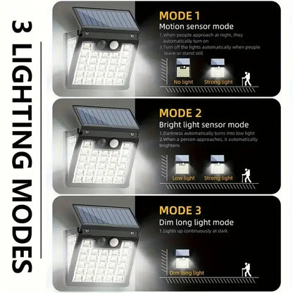 2 or 4PCS Solar Light Motion Sensor Outdoor Light 3 Lighting Modes Waterproof 72LED
