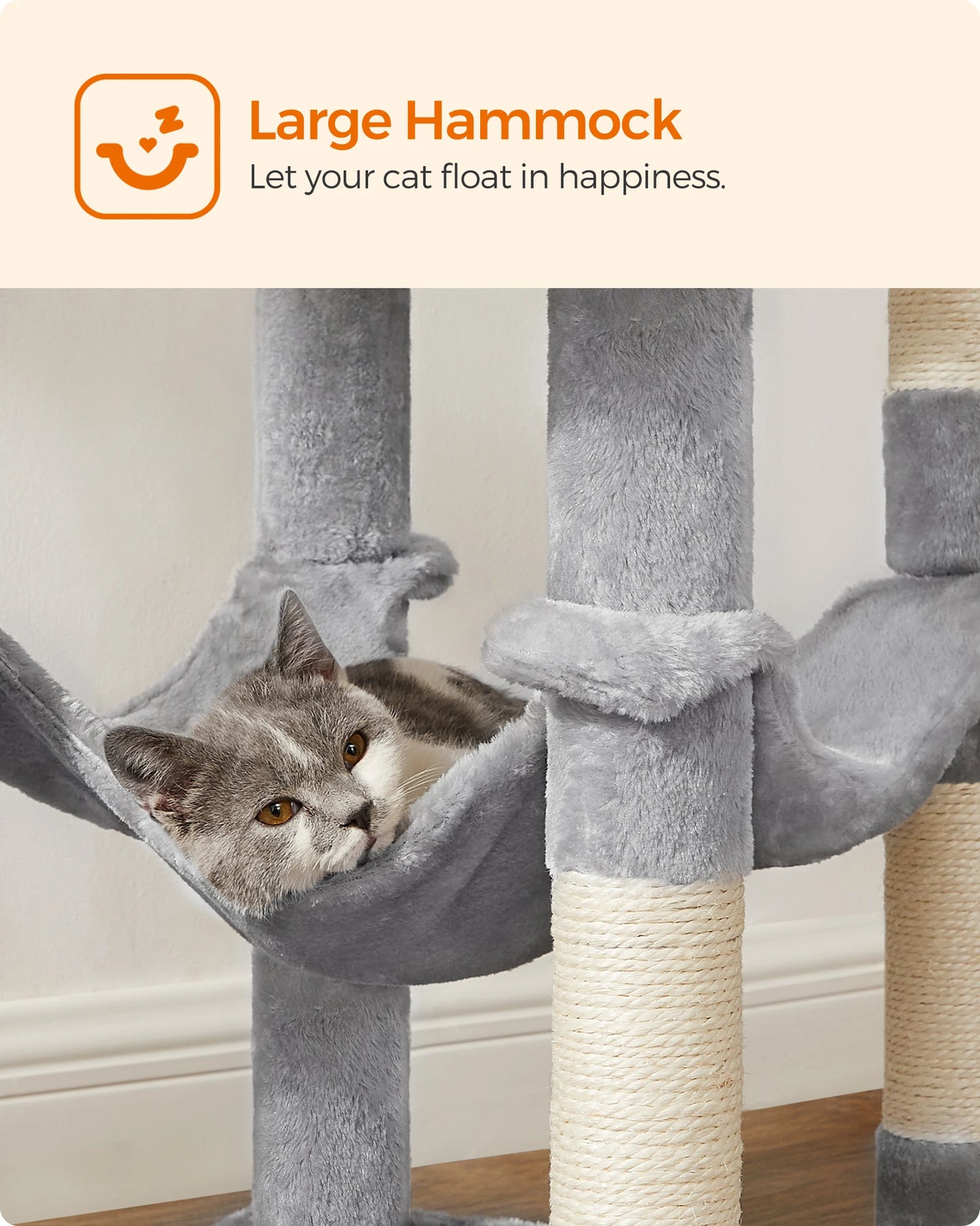 Feandrea Cat Tree, 56.3-Inch Cat Tower for Indoor Cats