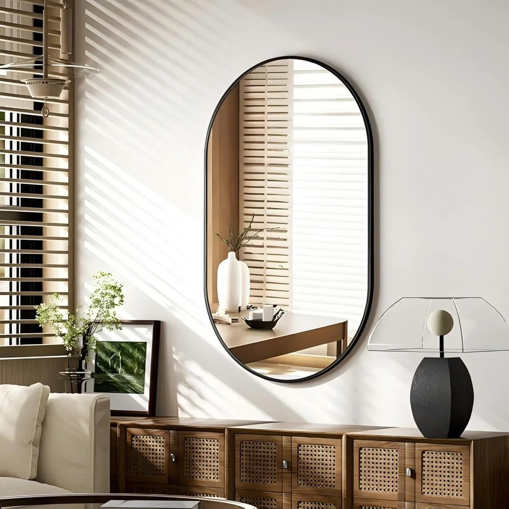 30 Inch Oval Wall Mirror Metal Frame