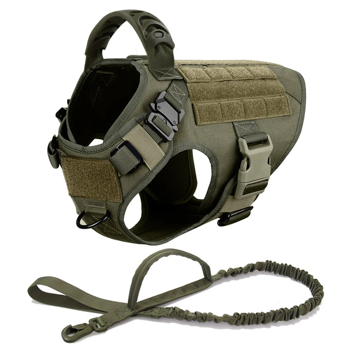 Large Dog Harness And Leash Set - Heavy Duty Tactical Vest