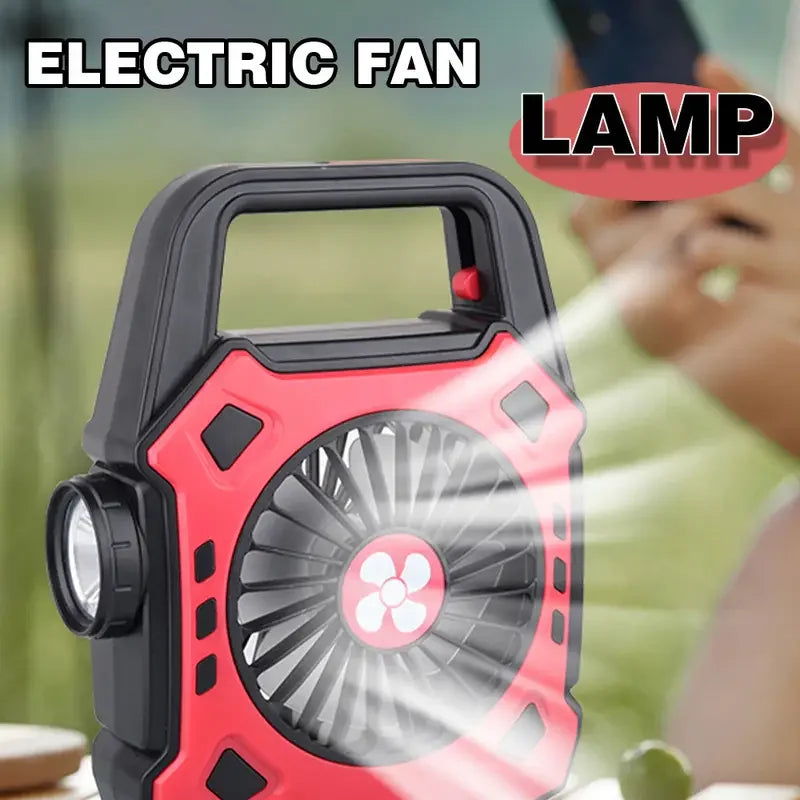 2-in-1 Portable LED Camping Fan Lamp, USB Rechargeable