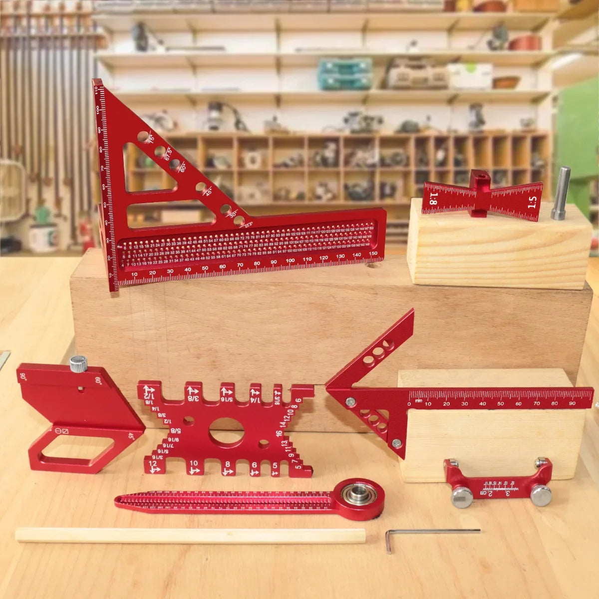 Aluminum Alloy Woodworking Measuring Ruler Kit with Box