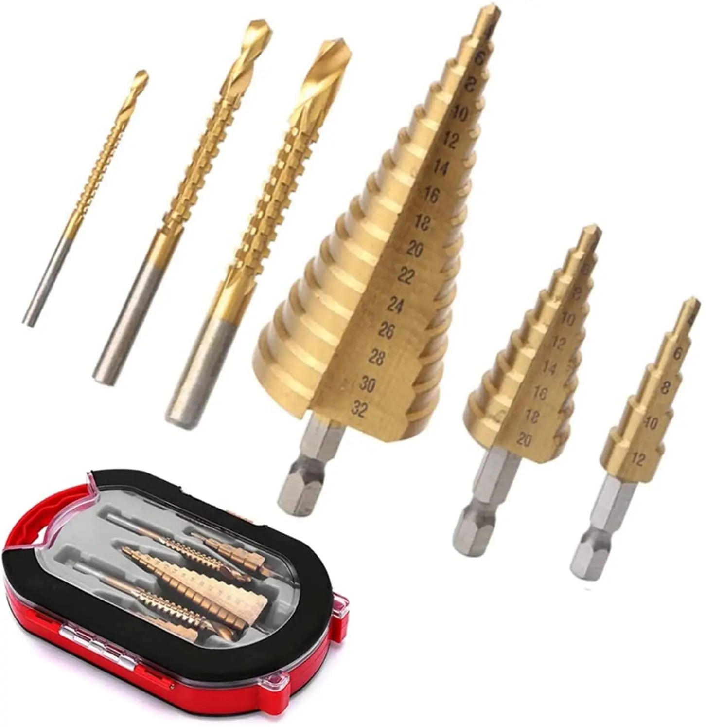 6Pcs Step Drill Bit Set | Titanium HSS Metal Hole Cutter