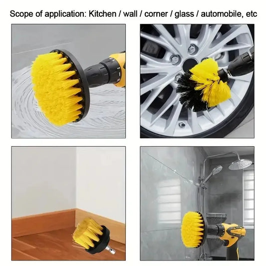 3-Piece Heavy-Duty Electric Drill Brush Kit for Deep Cleaning, Polishing, Scrubbing