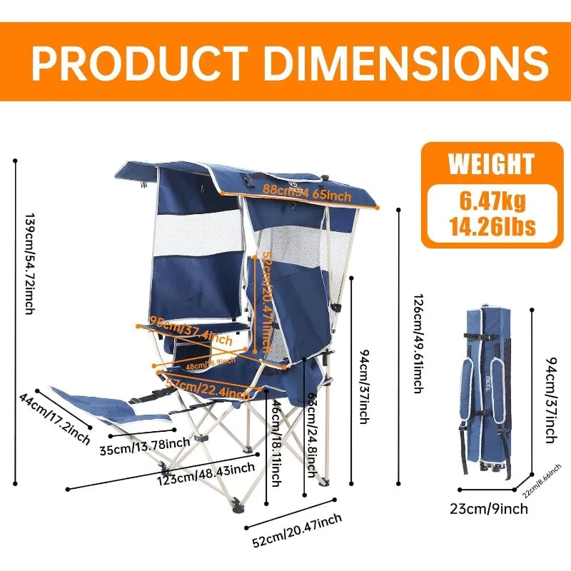 Chair with Canopy, Sports Chairs, USB, Type-C&DC Charging Cable Included
