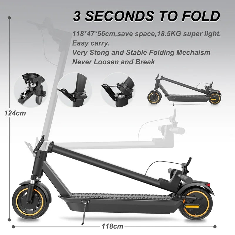 Electric Scooter: 500W Power, 35km/h Max Speed, Foldable for Adult Use.