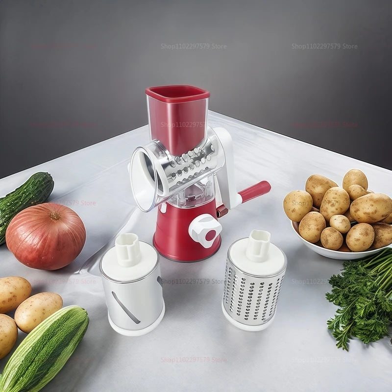 Multifunctional Vegetable Slicer and Cheese Shredder Handheld Rotary Grate