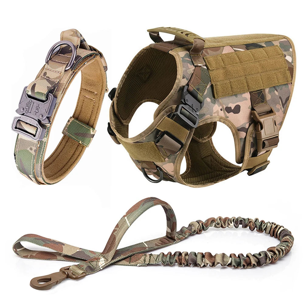 Large Dog Harness And Leash Set - Heavy Duty Tactical Vest