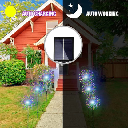 4 Pack Solar Firework string Lights -  Waterproof, 8 Modes w/Remote