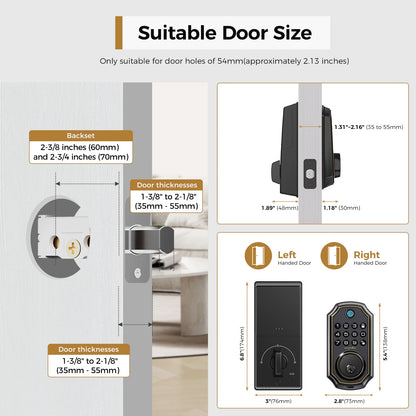Arpha D280 Keyless Entry Door Lock 5-in-1 Smart Fingerprint Deadbolt w/Keypad