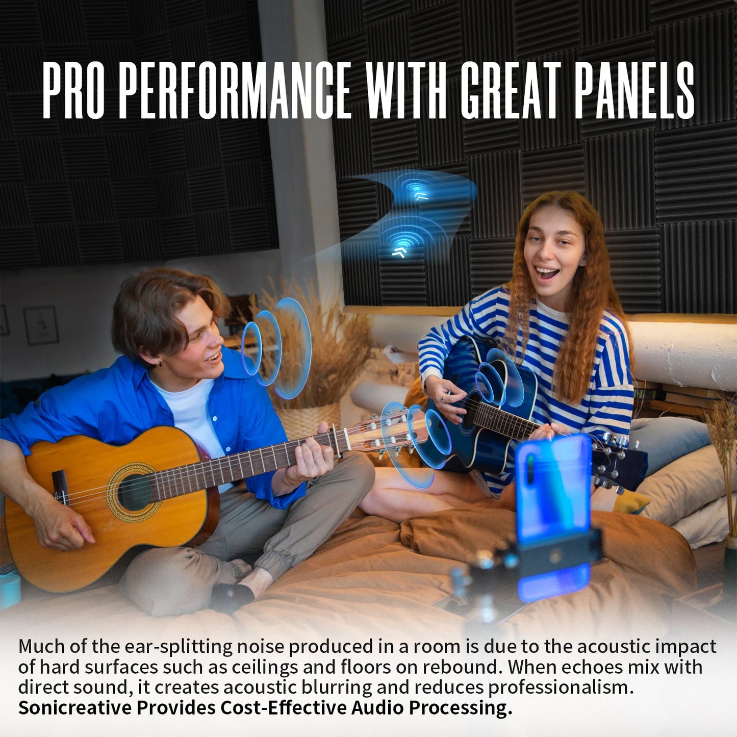 52 Pack Cheap Acoustic Foam Panels, Large Sound Proof Foam Panels for Walls