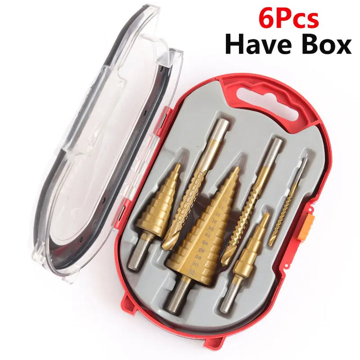 6Pcs Step Drill Bit Set | Titanium HSS Metal Hole Cutter