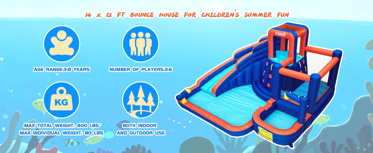 Inflatable Bounce House with Slide - Kids Jumping Castle