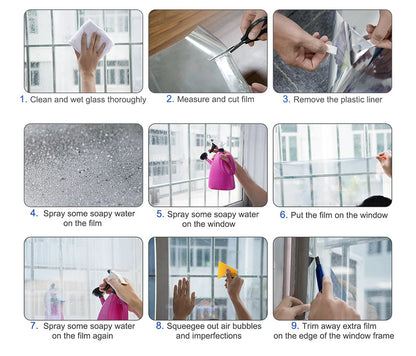 Window Privacy Film One Way, Daytime Privacy Self-adhesive Vinyl