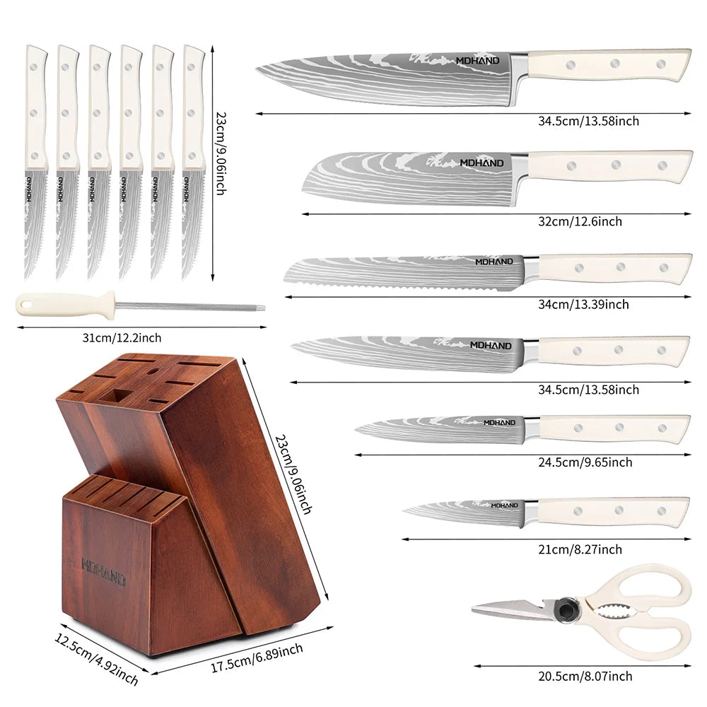 14Pcs Cutlery Kitchen Knife Block Set