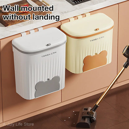Kitchen Wastebasket Wall Mounted Trash Can With Lid
