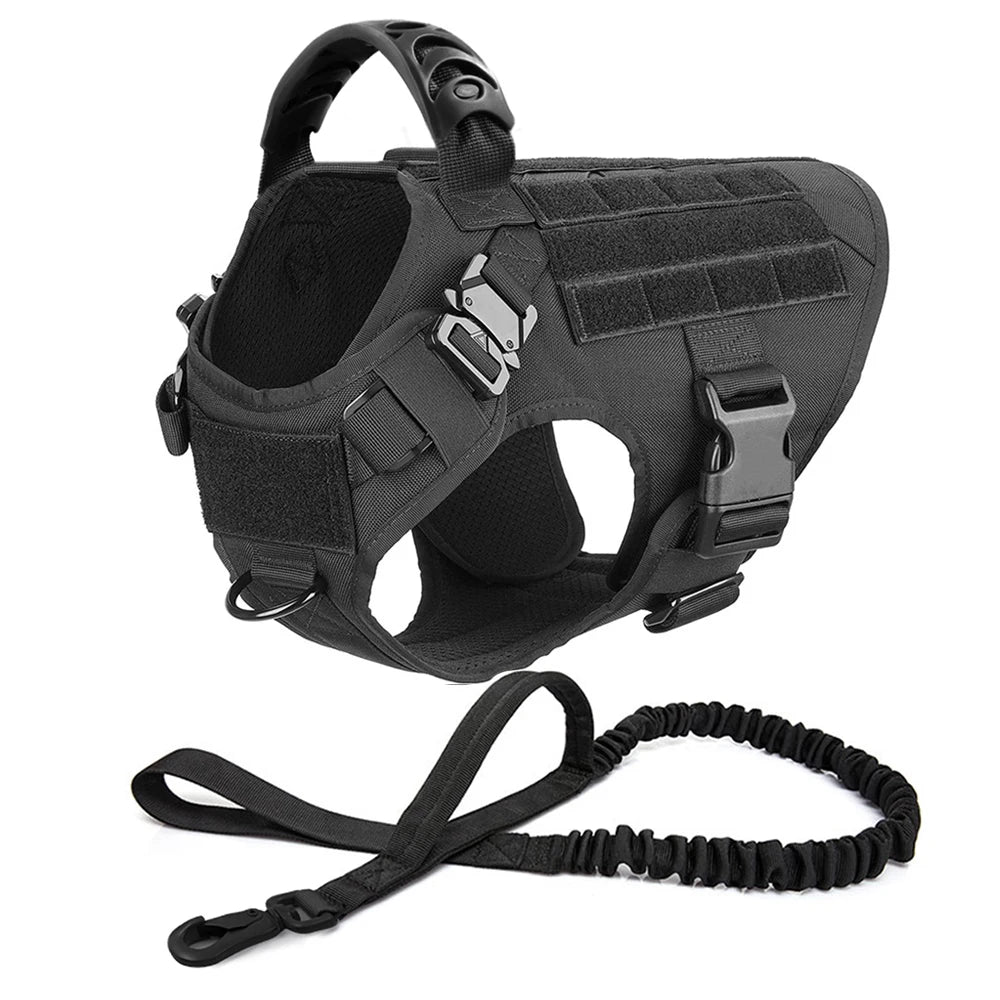 Large Dog Harness And Leash Set - Heavy Duty Tactical Vest