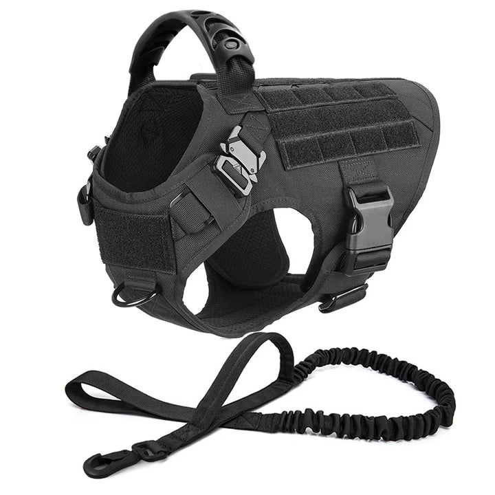 Large Dog Harness And Leash Set - Heavy Duty Tactical Vest