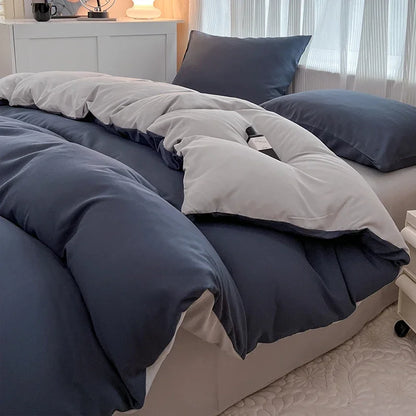 2-side Solid Color Brush Fabric Bed Set