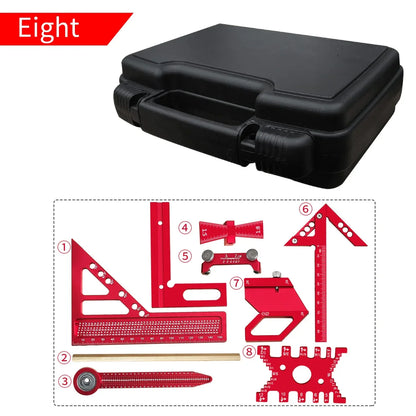 Aluminum Alloy Woodworking Measuring Ruler Kit with Box