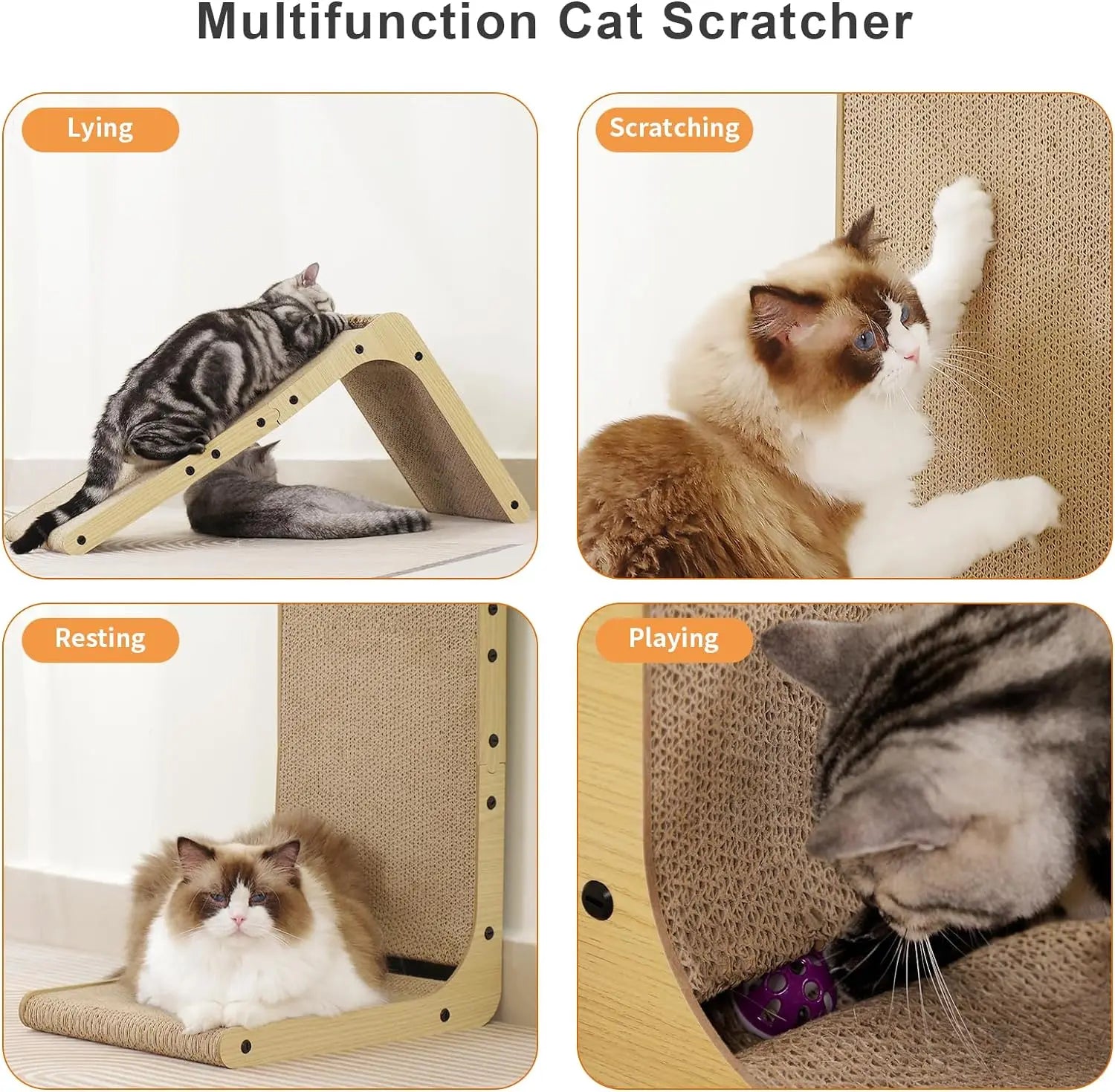 L Shape Cat Scratcher Indoor Cats - 23.6 Inch Wood Scratching Post
