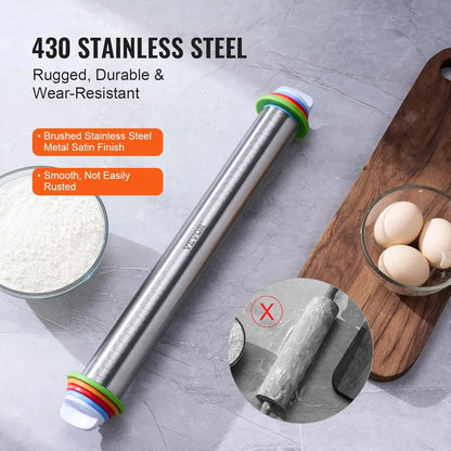 Adjustable Rolling Pin, Pastry Baking Nonstick Mat Set