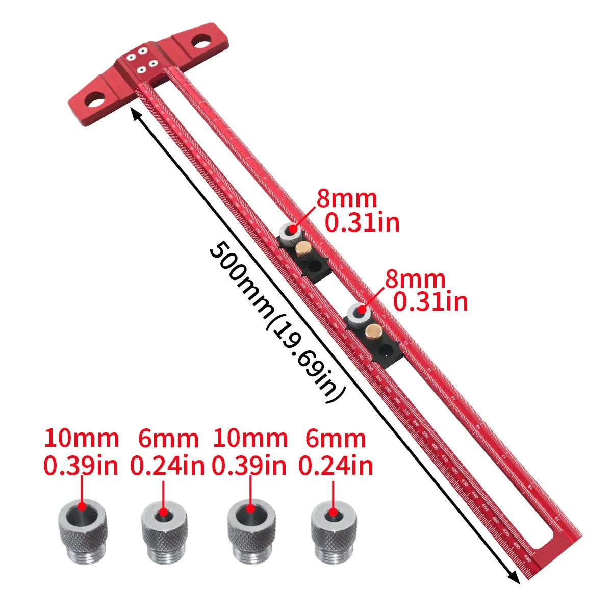 2 in 1 Drilling Positioning Scoring Ruler - Woodworking T-Rule