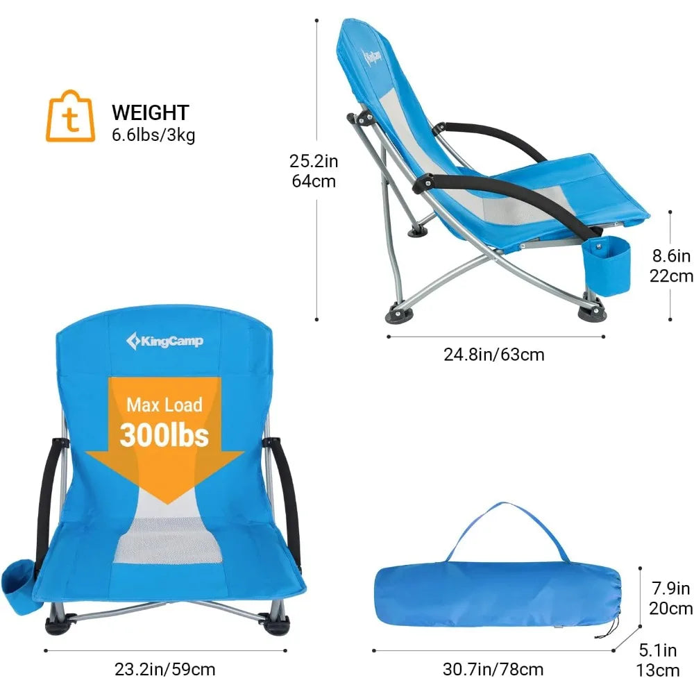 Low Beach Chairs, Portable Folding Chair for Adults, Extra Wide