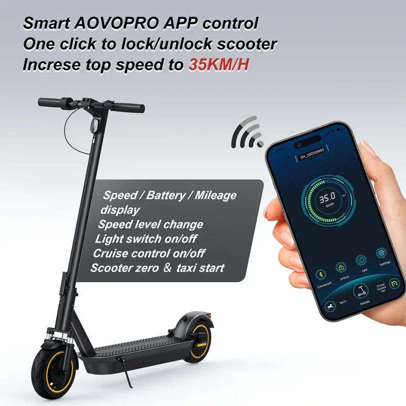 Electric Scooter: 500W Power, 35km/h Max Speed, Foldable for Adult Use.